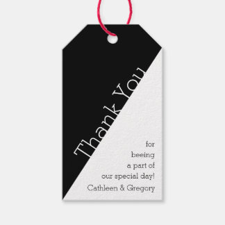 Black White Minimalist Modern Thank You Wedding Gift Tags