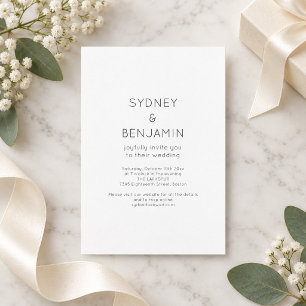 Black White Minimalist Modern Wedding Website RSVP Invitation