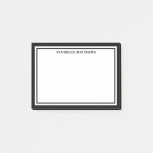 Black White Minimalist Monogram Post-it Notes