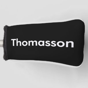 Black White Minimalist Personalised Family Name Golf Head Cover