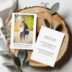 Black & White Minimalist Photo Save the Date Card