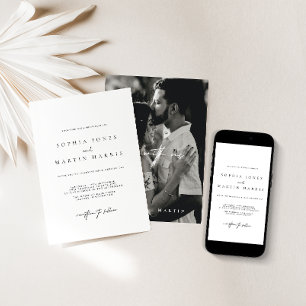Black & White Minimalist Photo Wedding Invitation