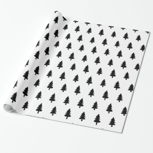 Black white Minimalist PINE TREE CHRISTMAS CUSTOM Wrapping Paper
