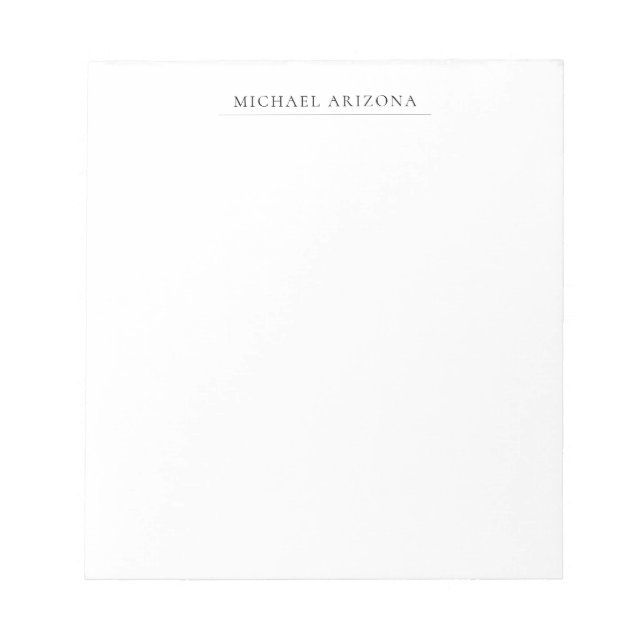 Black & White Minimalist Plain Modern Notepad (Front)