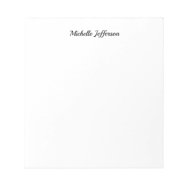 Black & White Minimalist Plain Modern Notepad (Front)