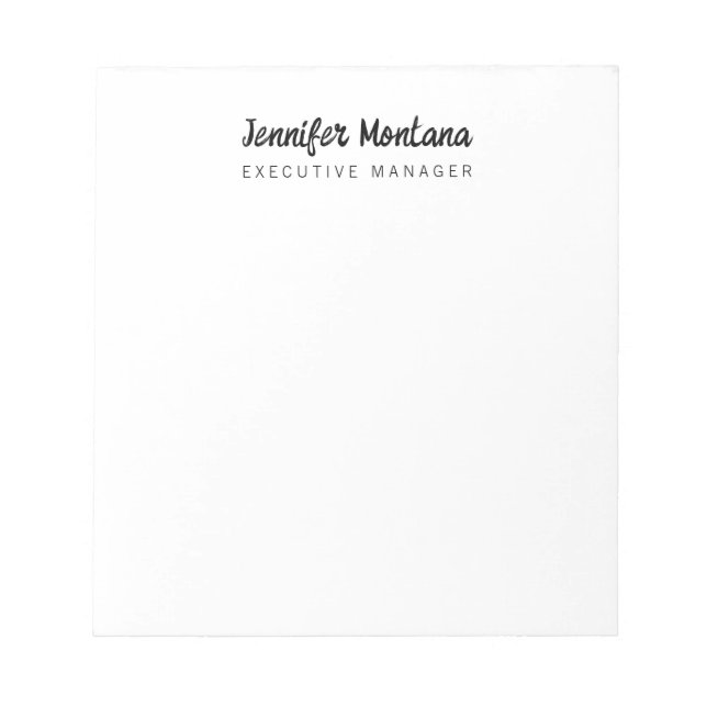Black & White Minimalist Plain Modern Notepad (Front)