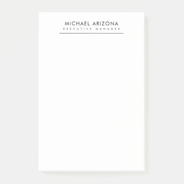 Black & White Minimalist Plain Modern Post-it Notes (Front)