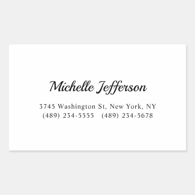 Black & White Minimalist Plain Modern Rectangular Sticker (Front)