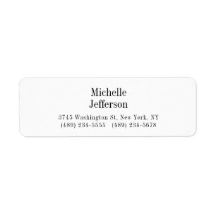 Black & White Minimalist Plain Modern Return Address Label