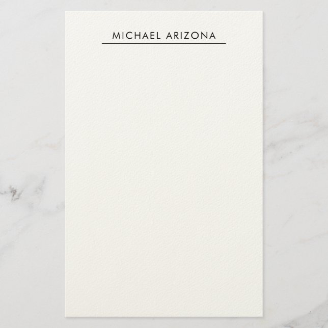 Black & White Minimalist Plain Modern Stationery (Front)