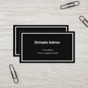 Black White Minimalist Professional Corporate  Business Card