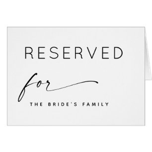 Black & White Minimalist Reserved For Wedding Sign