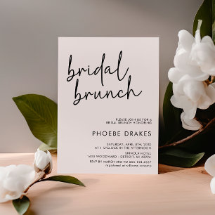 Black & White Minimalist Script Bridal Brunch Invitation