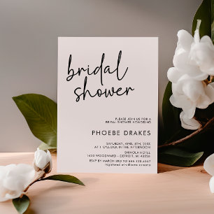 Black & White Minimalist Script Bridal Shower Invitation