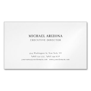 Black & White Minimalist Simple Chic Modern Plain Magnetic Business Card