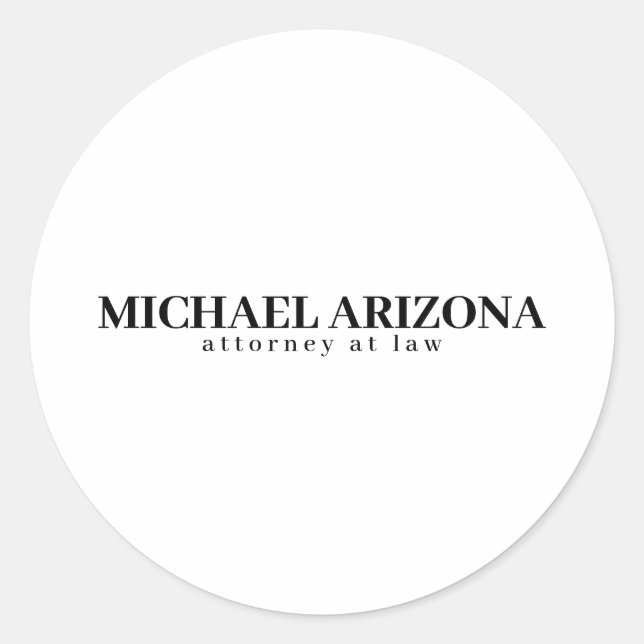 Black & White Minimalist Simple Plain  Classic Round Sticker (Front)