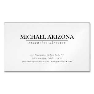 Black & White Minimalist Simple Plain  Magnetic Business Card