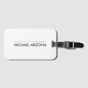 Black & White Minimalist Simple Plain Modern Luggage Tag