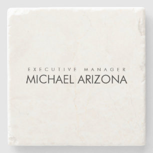 Black & White Minimalist Simple Plain Modern Stone Coaster