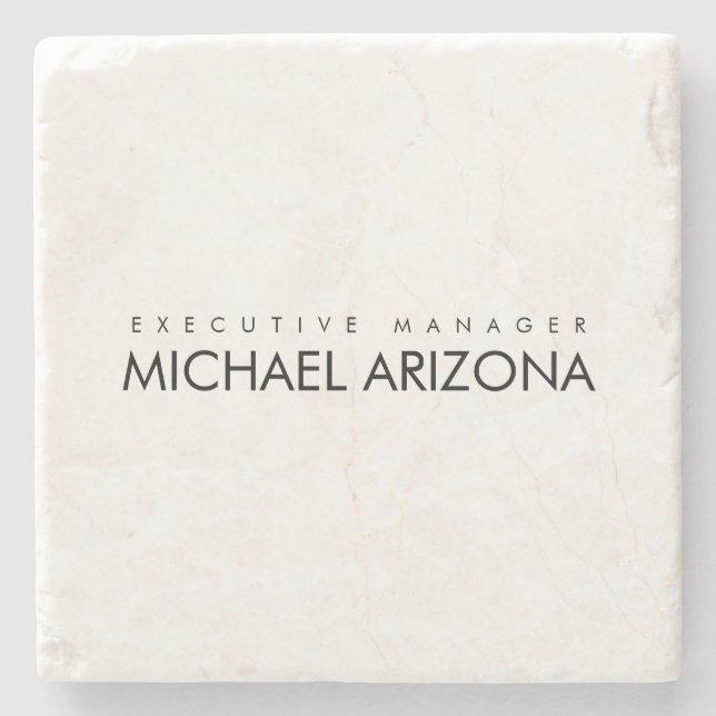 Black & White Minimalist Simple Plain Modern Stone Coaster (Front)