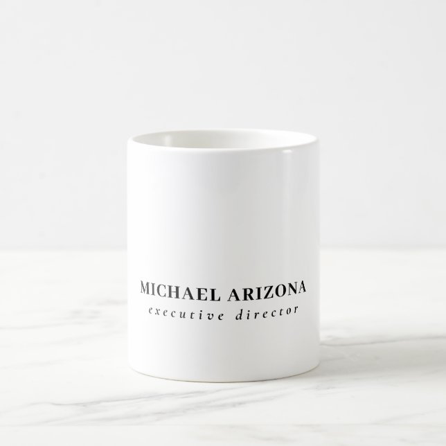 Black White Minimalist Simple Plain Own Name Coffee Mug (Center)
