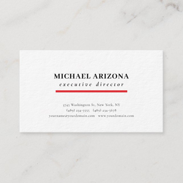 Black White Minimalist Simple Plain Premium Thick Business Card (Front)