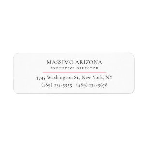 Black White Minimalist Simple Plain Return Address Label