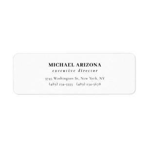 Black White Minimalist Simple Plain Return Address Label