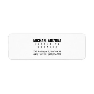 Black & White Minimalist Simple Plain  Return Address Label