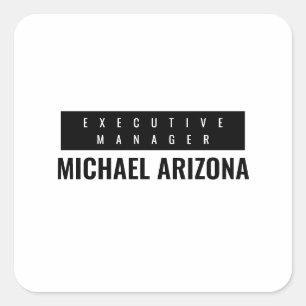 Black & White Minimalist Simple Plain  Square Sticker