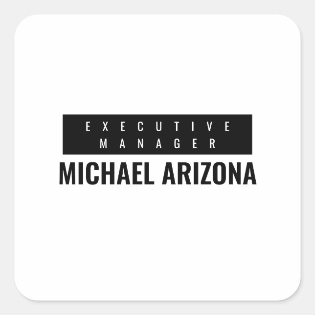 Black & White Minimalist Simple Plain  Square Sticker (Front)