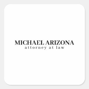 Black & White Minimalist Simple Plain  Square Sticker