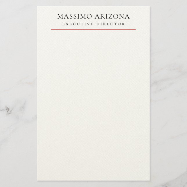 Black White Minimalist Simple Plain  Stationery (Front)