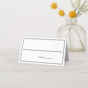 Black White Minimalist Simple Wedding Place Card