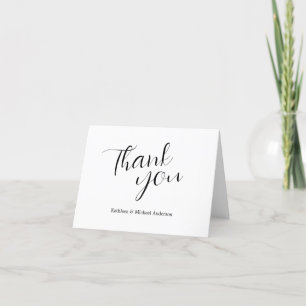 Black White Minimalist Simple Wedding Thank you Card