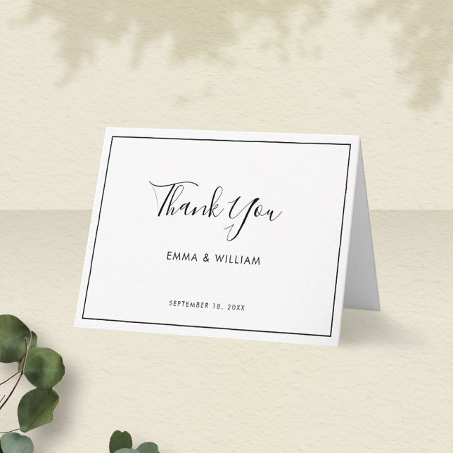 Black & White Minimalist Thank You Note Card (Creator Uploaded)