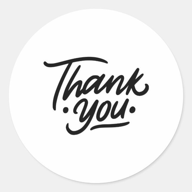 Black & White Minimalist Thank You Sticker (Front)