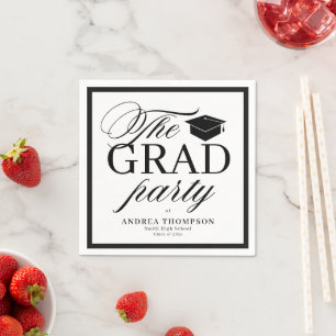 Black White Minimalist The Grad Party Napkin