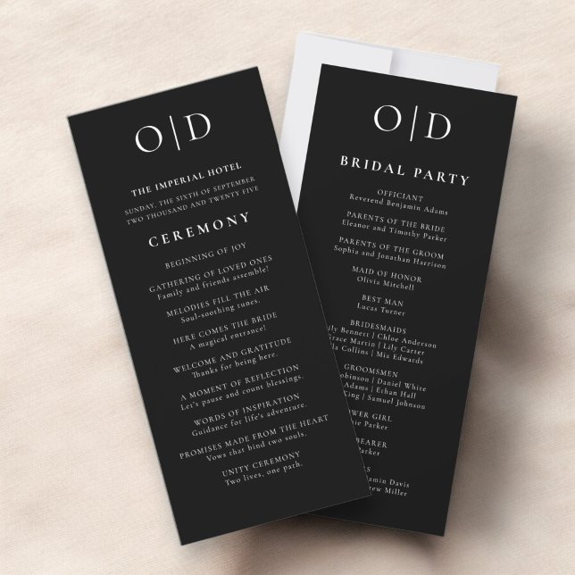 Black White Minimalist Typography Wedding Program (Creator Uploaded)