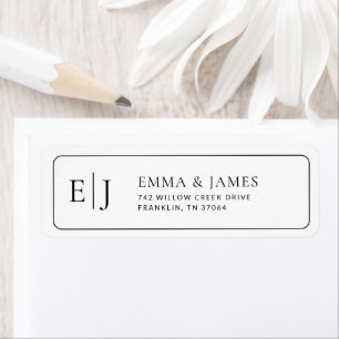 Black & White Minimalist Typography Wedding Return Address Label