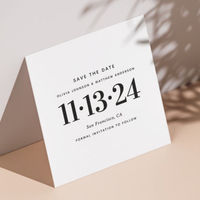 Black & White Minimalist Wedding. Clean Typography Save The Date (Creator Uploaded)
