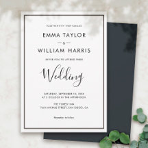 Black & White Minimalist Wedding Invitation 01