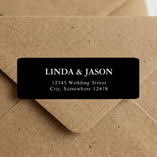 Black & White Minimalist Wedding Return Address Label