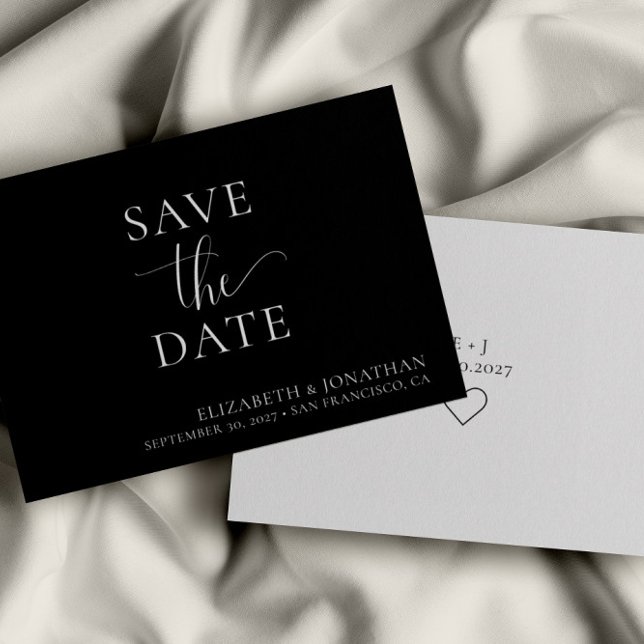 Black White Minimalist Wedding Save The Date Card (Creator Uploaded)
