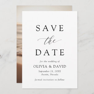 Black & White Minimalist Wedding Save The Date Invitation