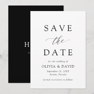 Black & White Minimalist Wedding Save The Date Invitation