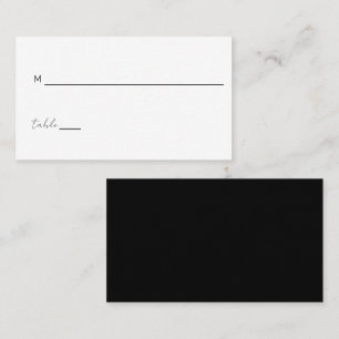 Black White Minimalist Wedding Script Place Card