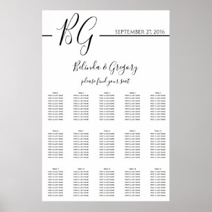 Black & White Minimalist Wedding Seating Chart