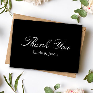 Black & White Minimalist Wedding Thank You Card