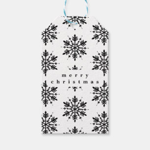 Black & White Minimalistic Graphic Snowflake Gift Tags